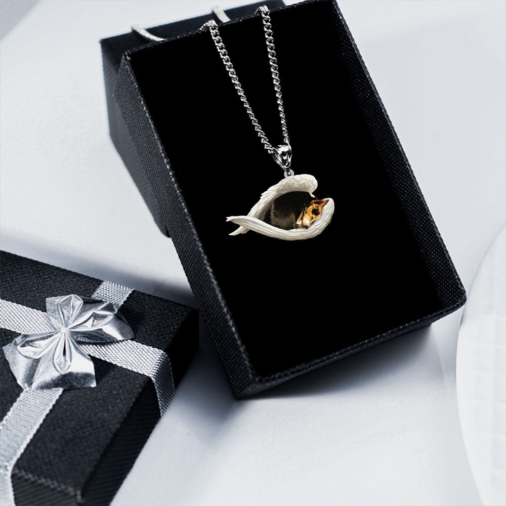 Rat Terrier Sleeping Angel Stainless Steel Necklace