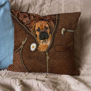 Rhodesian Ridgeback Holding Daisy Pillow Case