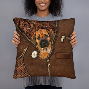 Rhodesian Ridgeback Holding Daisy Pillow Case