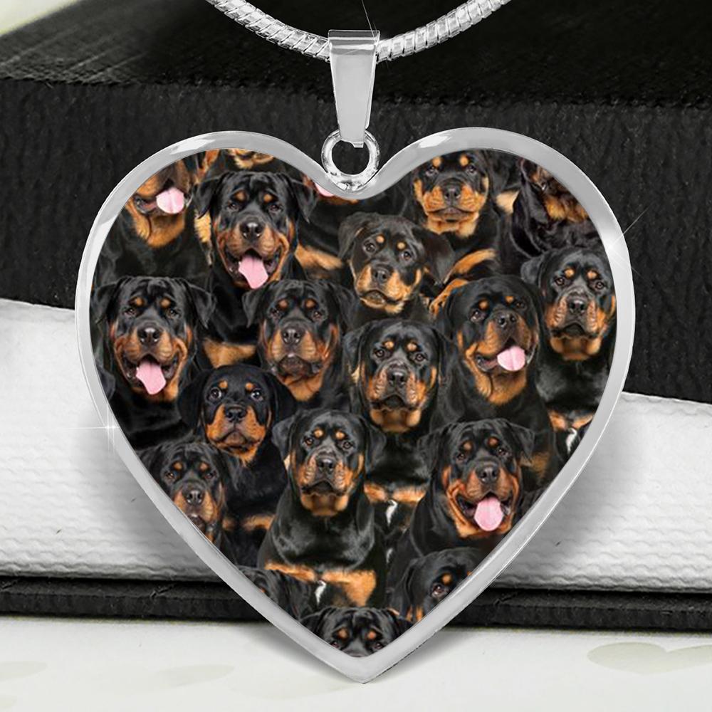 A Bunch Of Rottweilers Heart Necklace