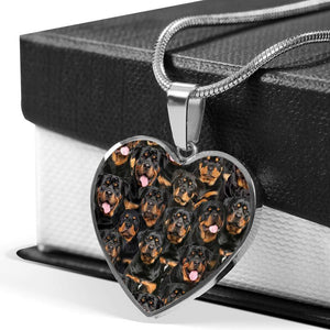 A Bunch Of Rottweilers Heart Necklace