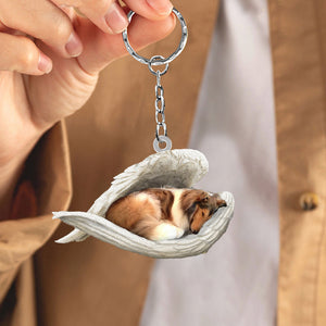 Rough Collie Sleeping Angel Acrylic Keychain