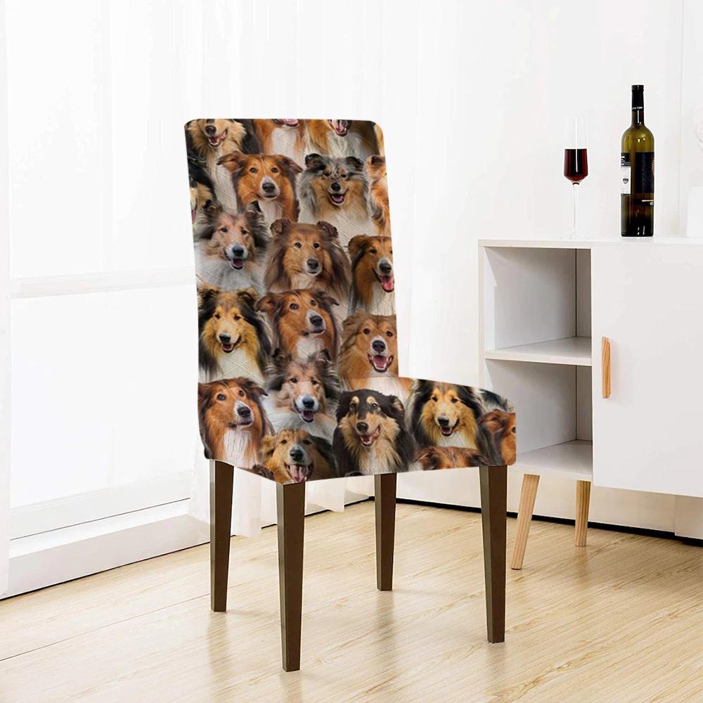 A Bunch Of Rough Collies Chair Cover/Great Gift Idea For Dog Lovers