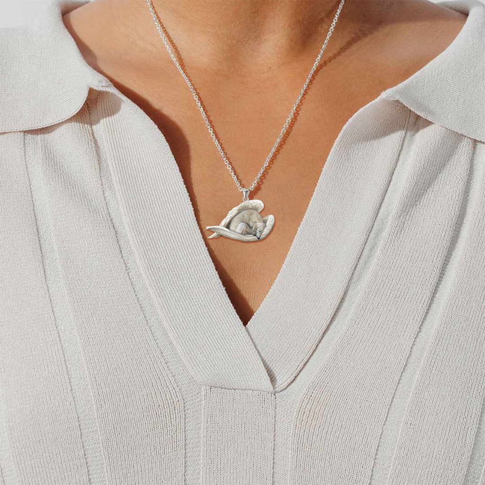Saluki  Sleeping Angel Stainless Steel Necklace