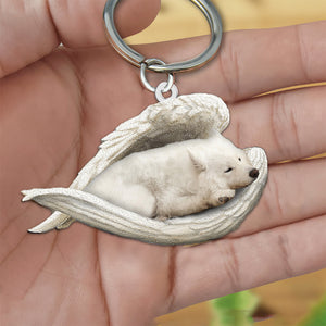 Samoyed Sleeping Angel Acrylic Keychain