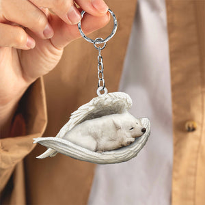 Samoyed Sleeping Angel Acrylic Keychain