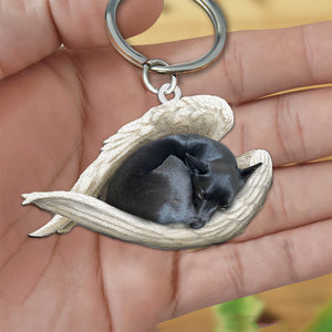 Schipperke Sleeping Angel Acrylic Keychain