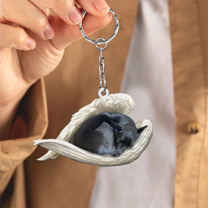 Schipperke Sleeping Angel Acrylic Keychain