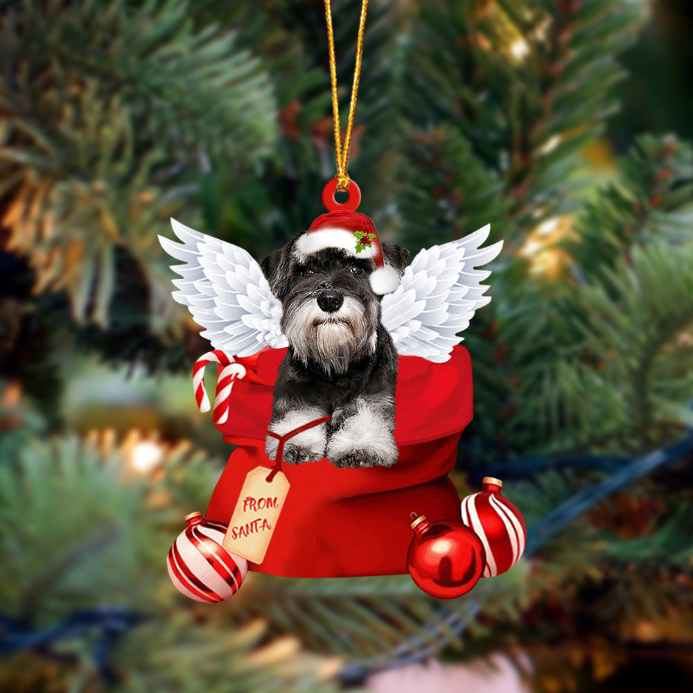 Schnauzer2 Angel Gift From Santa Christmas Ornament