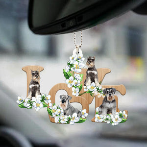 Schnauzer Love Flowers Dog Lover Car Hanging Ornament