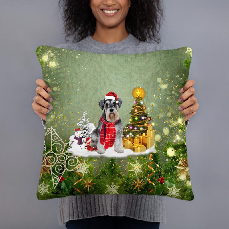 Schnauzer Merry Christmas Pillow Case