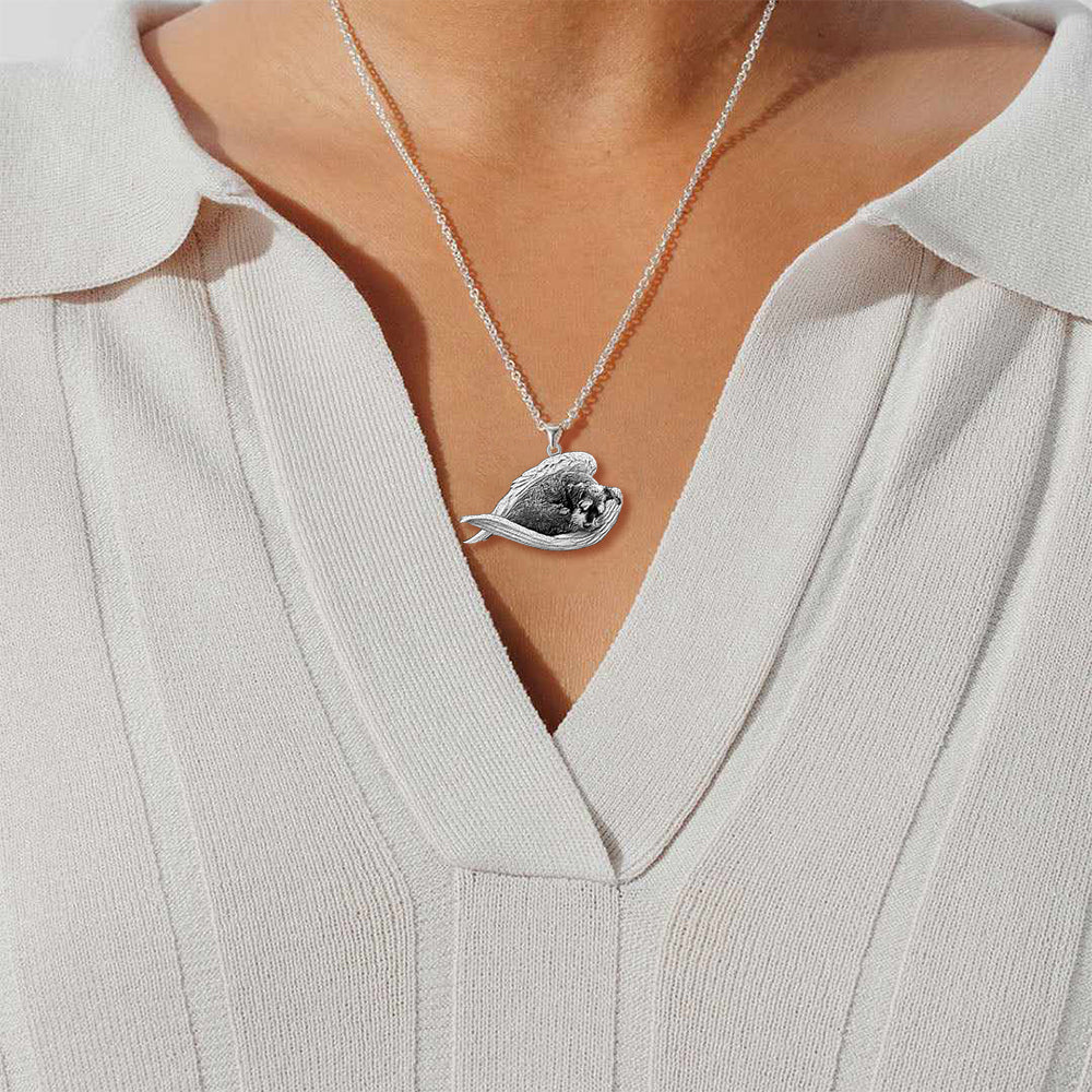 Schnauzer Sleeping Angel Necklace