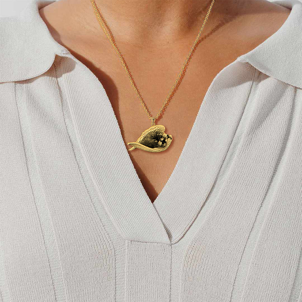 Schnauzer Sleeping Angel Necklace