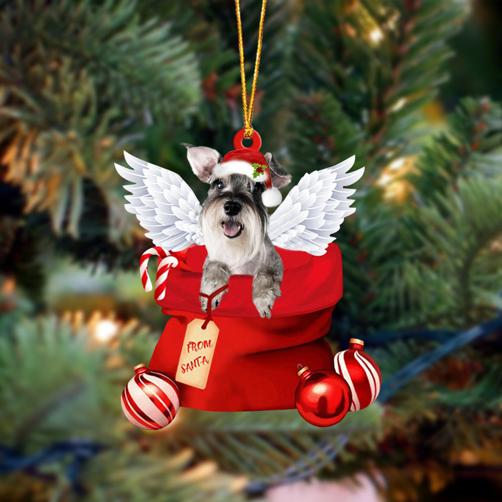 Schnauzer Angel Gift From Santa Christmas Ornament