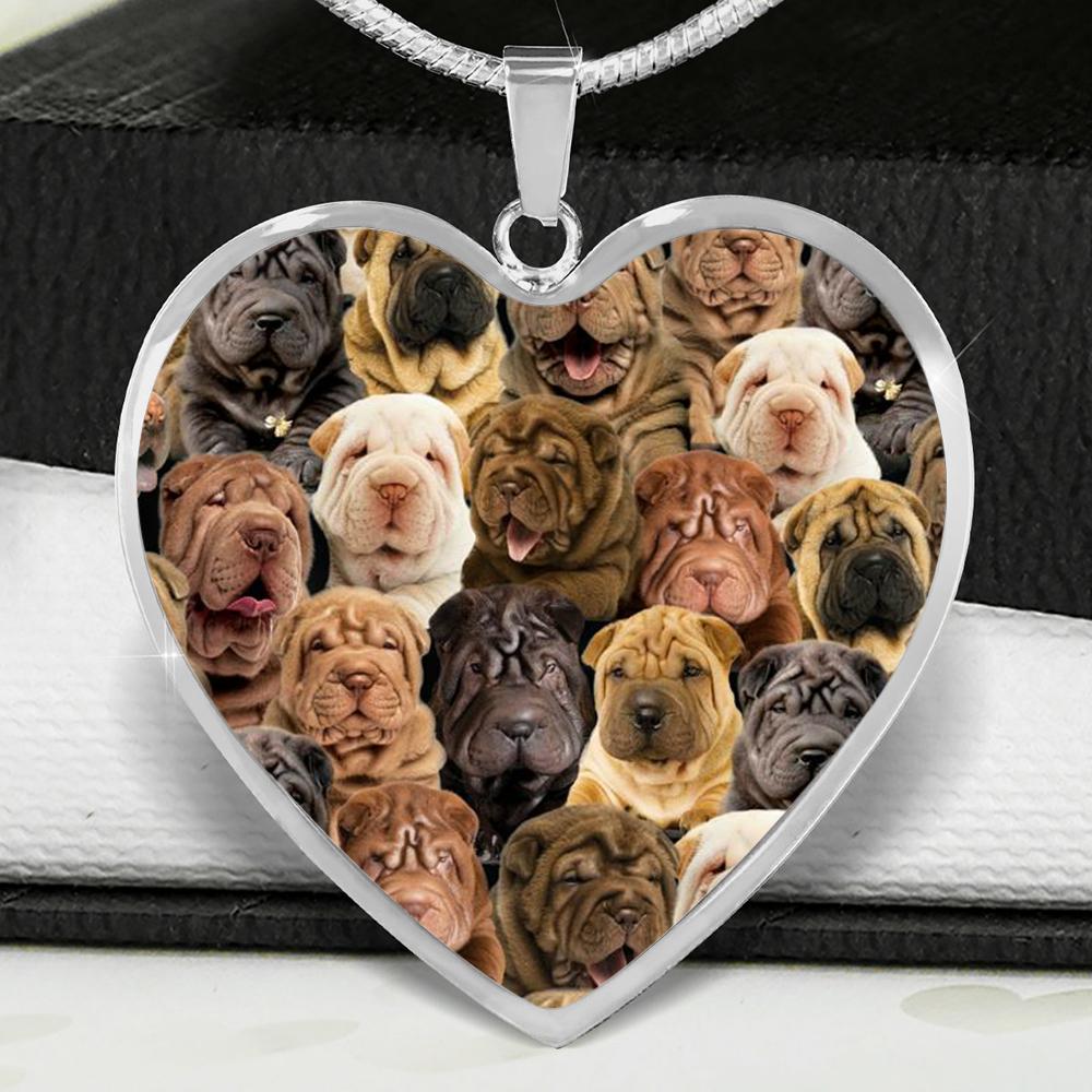 A Bunch Of Shar Peis Heart Necklace