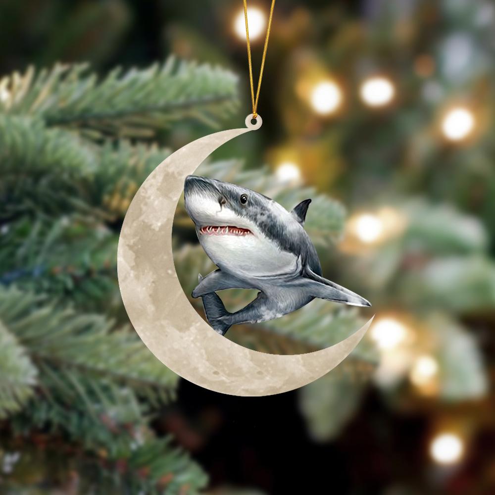 Shark Sits On The Moon Hanging Ornament