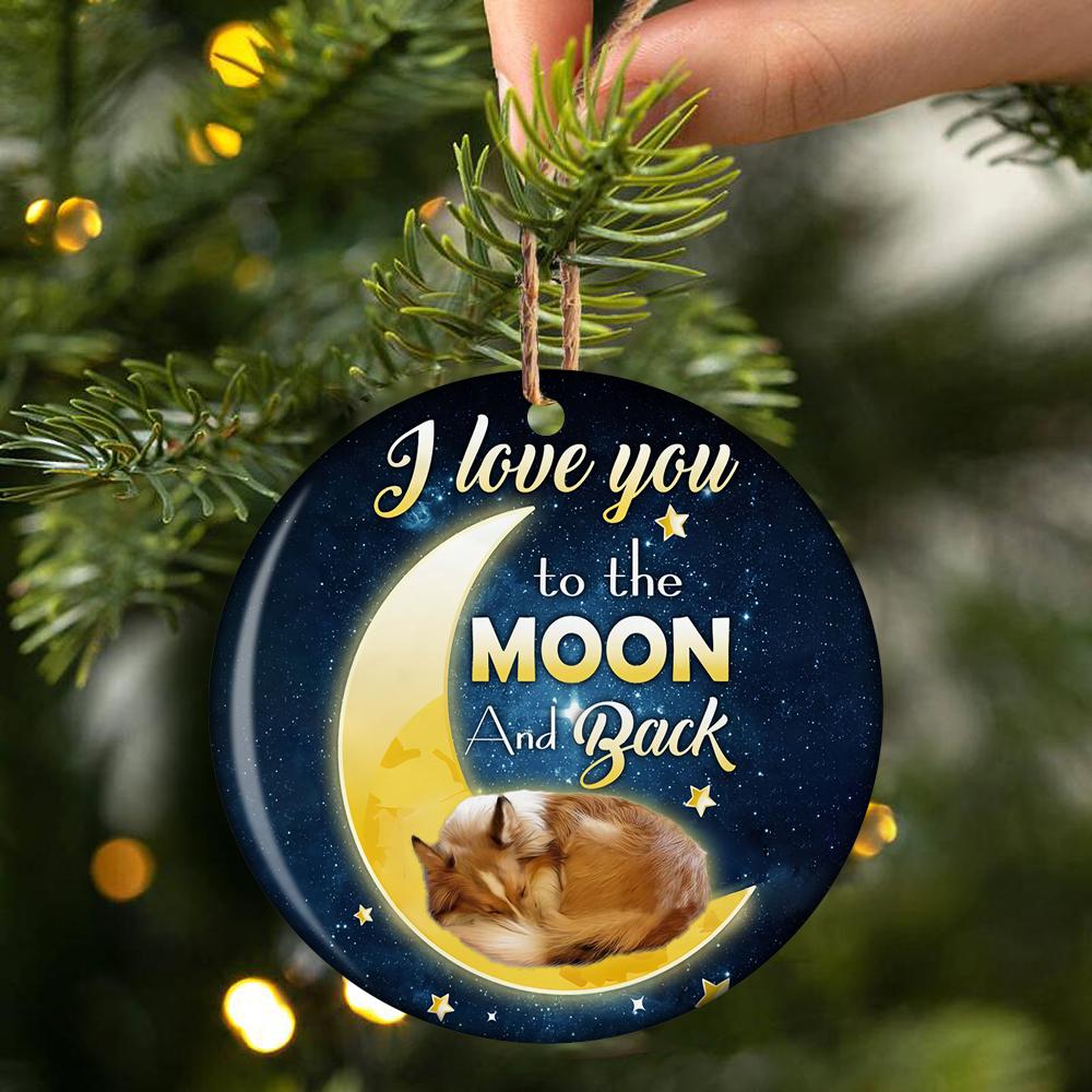 Shetland Sheepdog I Love You To The Moon And Back Porcelain/Ceramic Ornament