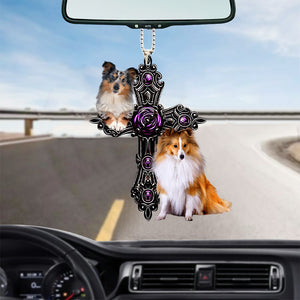 Shetland Sheepdog Pray For God Car Hanging Ornament