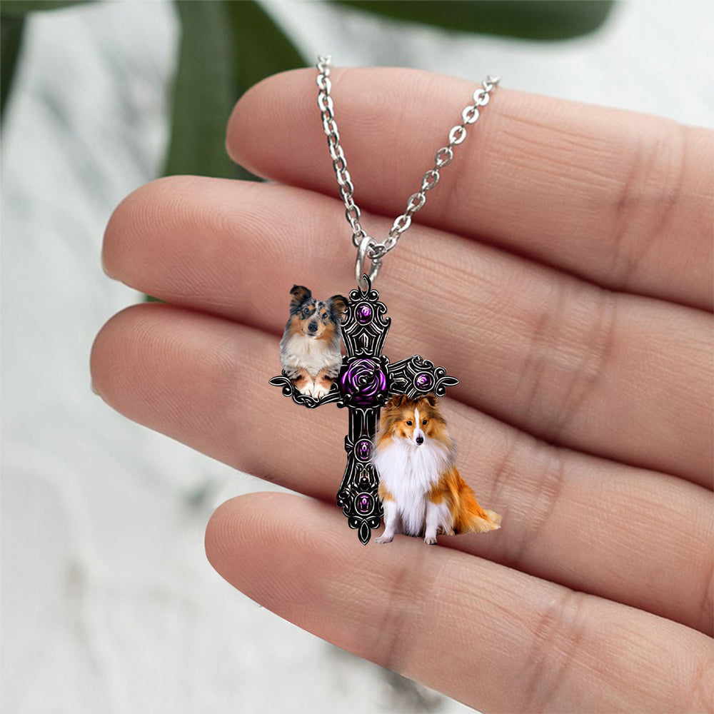 Shetland Sheepdog Pray For God Stainless Steel Necklace