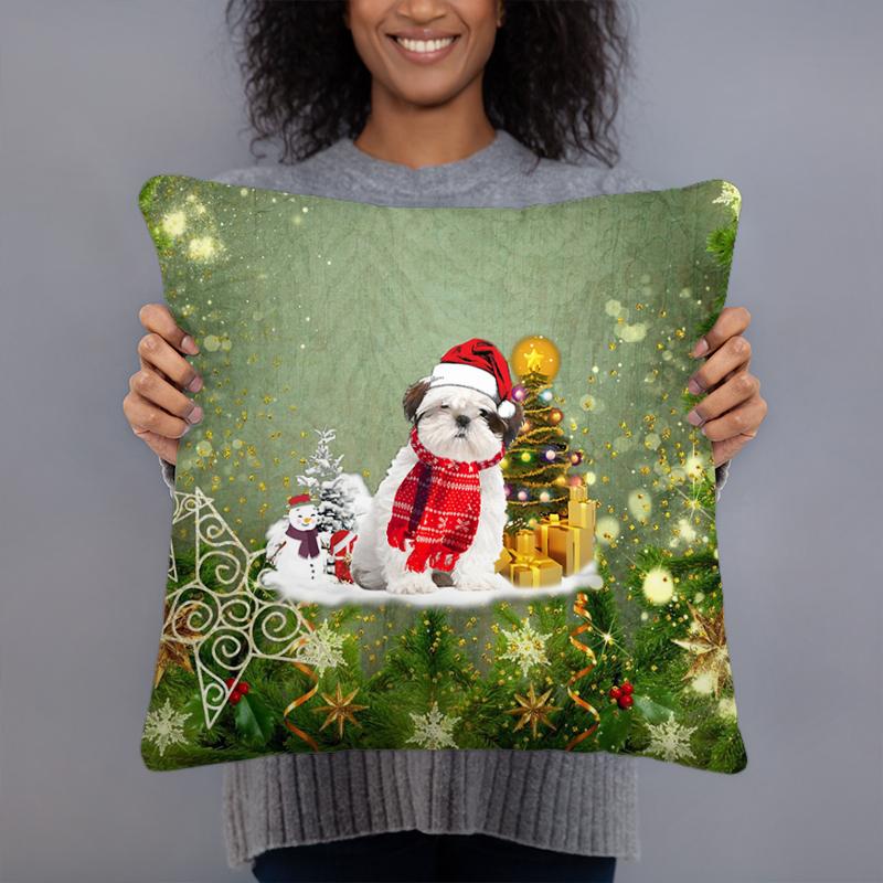 Shih Tzu Merry Christmas Pillow Case