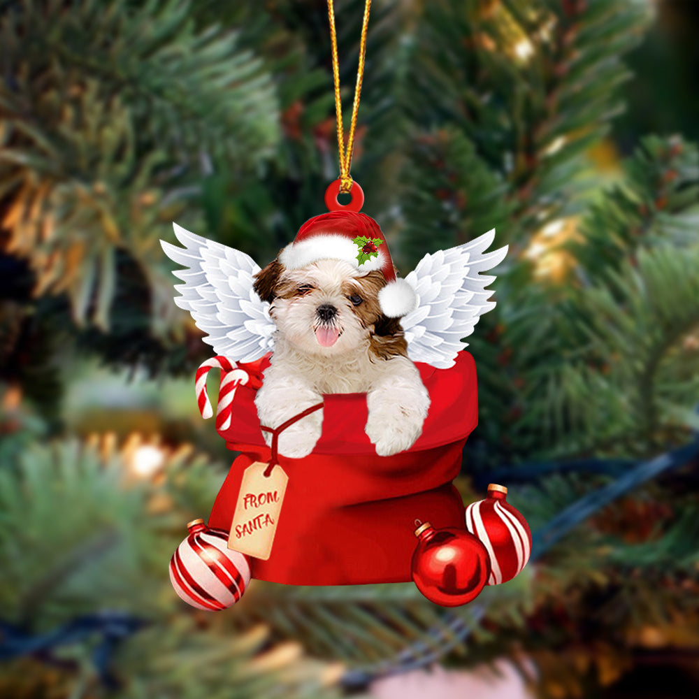 Shih Tzu01 Angel Gift From Santa Christmas Ornament