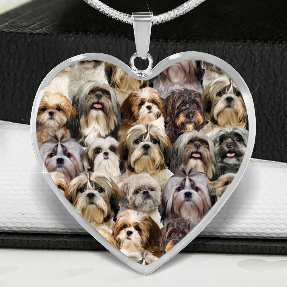 A Bunch Of Shih Tzus Heart Necklace