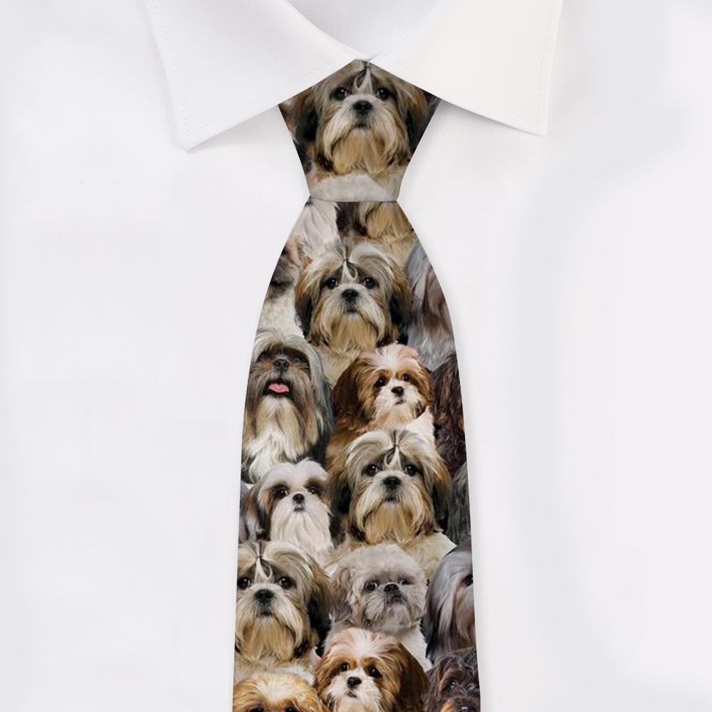 A Bunch Of Shih Tzus Tie For Men/Great Gift Idea For Christmas