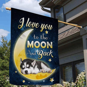 Siberian Husky I Love You To The Moon And Back Garden Flag