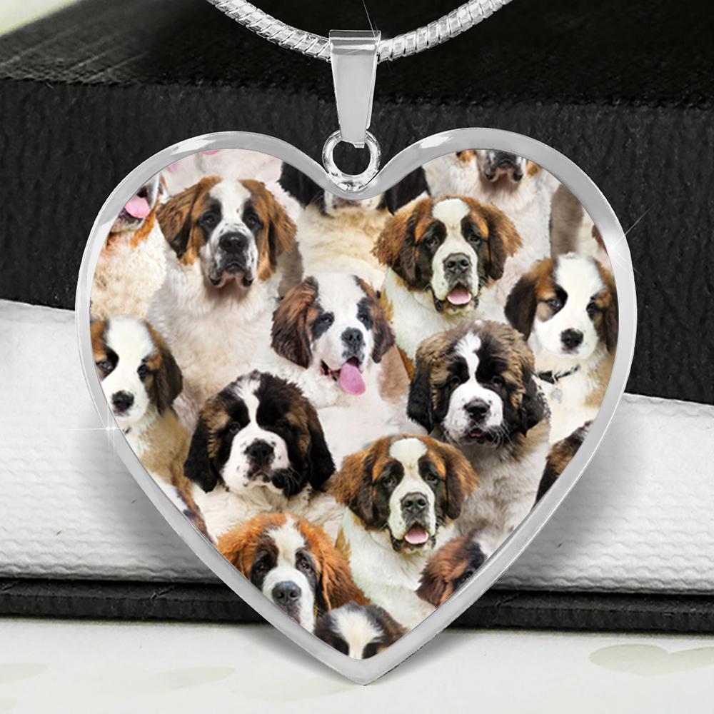 A Bunch Of St. Bernards Heart Necklace