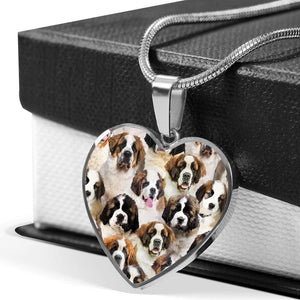 A Bunch Of St. Bernards Heart Necklace