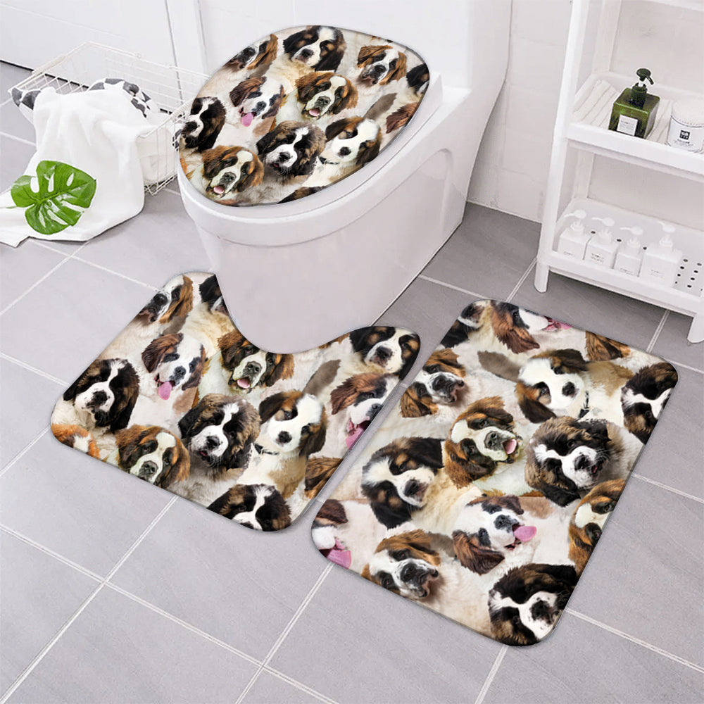 A Bunch Of St. Bernards Bathroom Mat Set - Okbands