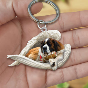 St Bernard Sleeping Angel Acrylic Keychaine