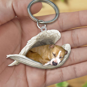 Stafford shire Bull Terr  Sleeping Angel Acrylic Keychaine