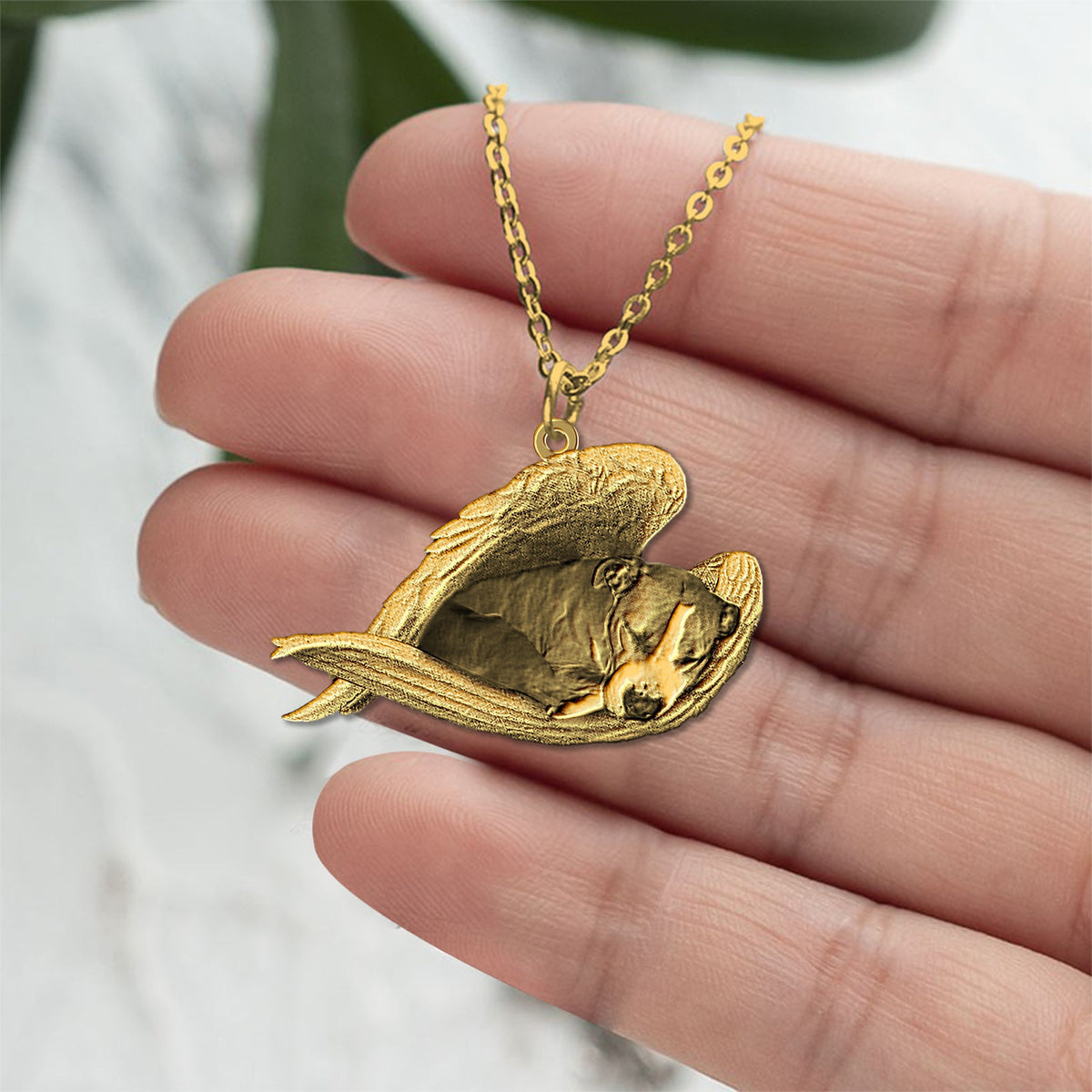 Staffordshire Bull Terrier Sleeping Angel Necklace