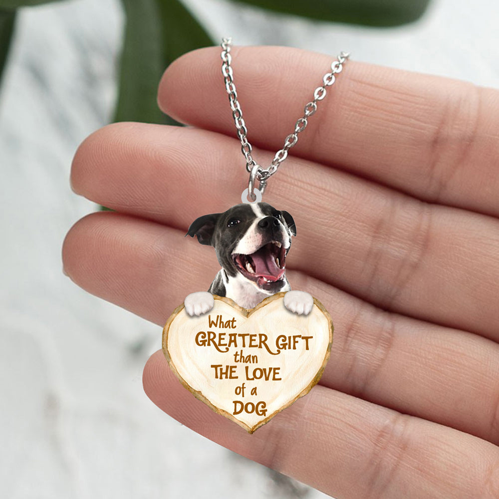 Staffordshire Bull Terrier 1 -What Greater Gift Than The Love Of Dog Stainless Steel Necklace