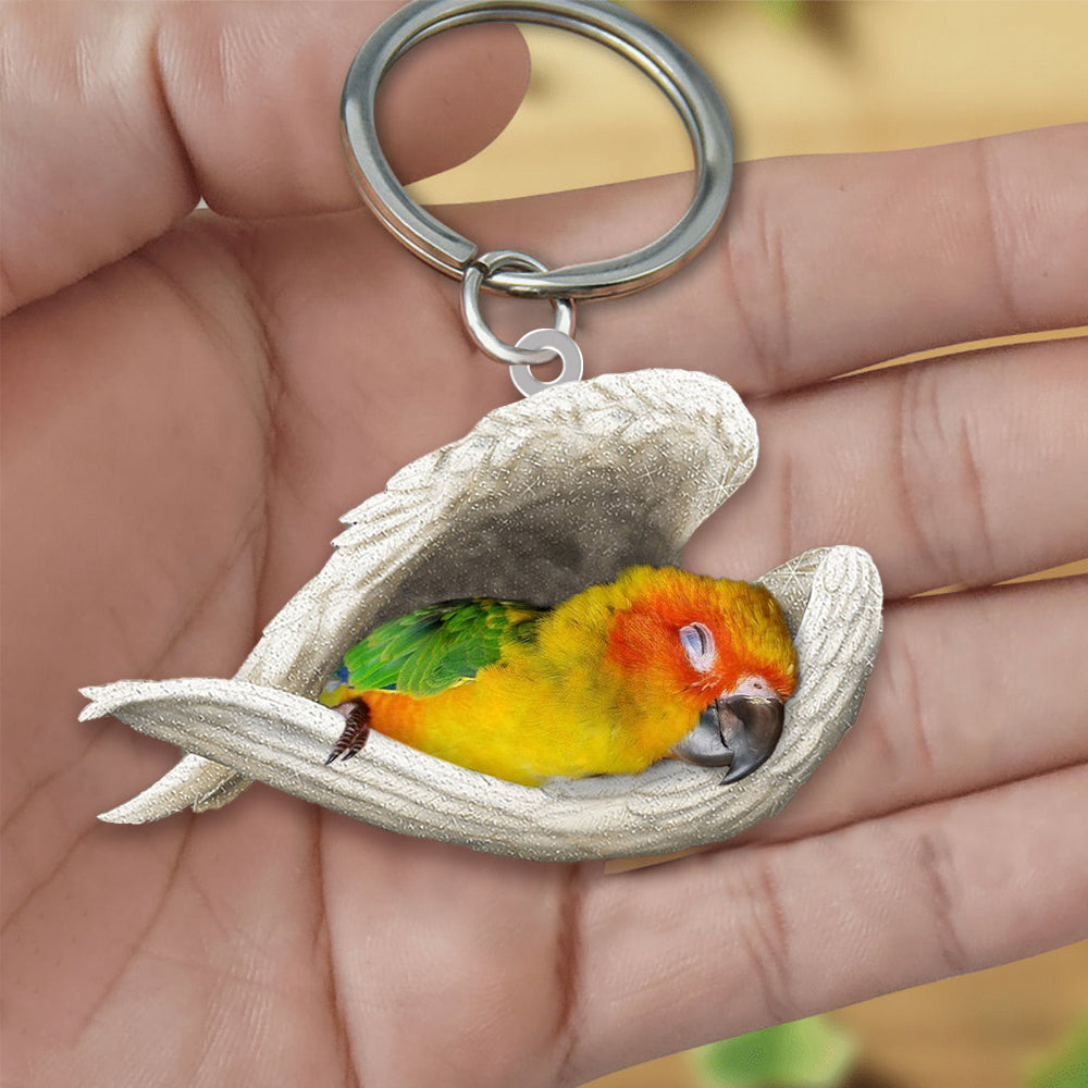 Sun conure Sleeping Angel Acrylic Keychain