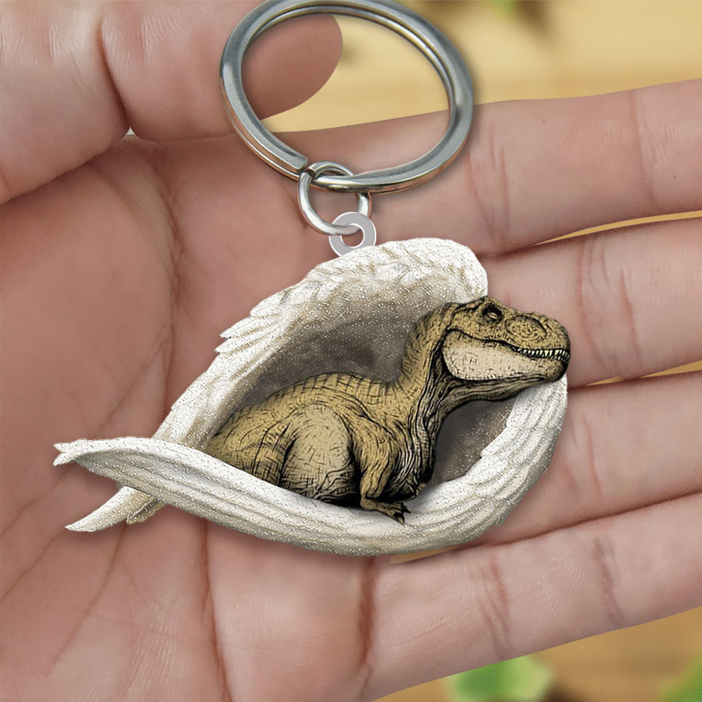 T rex Sleeping Angel Acrylic Keychain