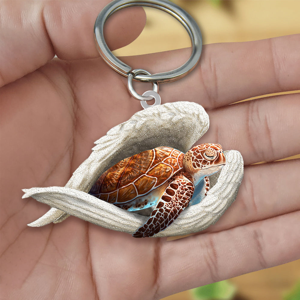 Turtle Sleeping Angel Acrylic Keychain