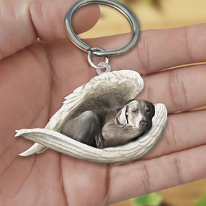 Weimaraner Sleeping Angel Acrylic Keychain