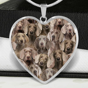 A Bunch Of Weimaraners Heart Necklace