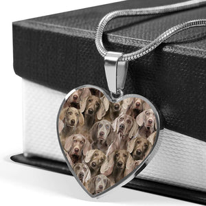 A Bunch Of Weimaraners Heart Necklace