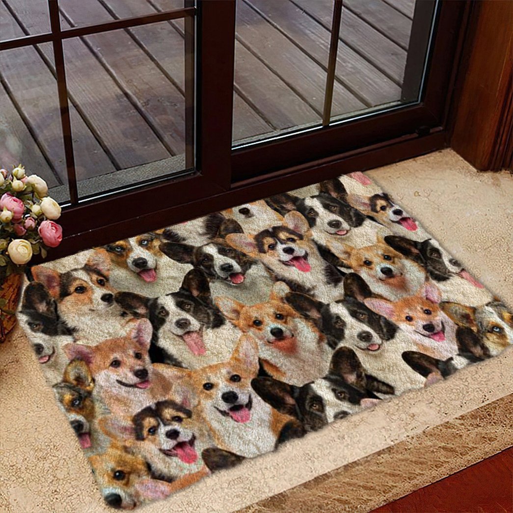 A Bunch Of Welsh Corgies Doormat - OKBANDS