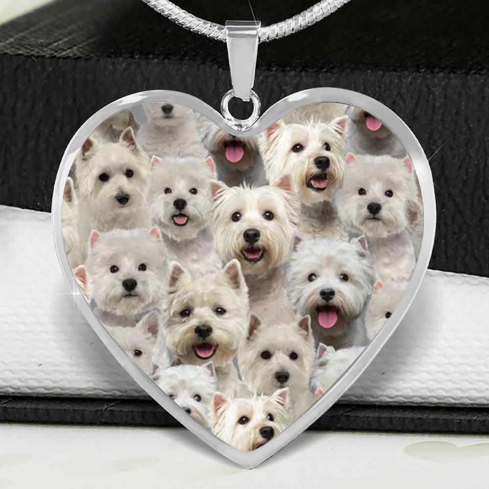 A Bunch Of West Highland White Terriers Heart Necklace