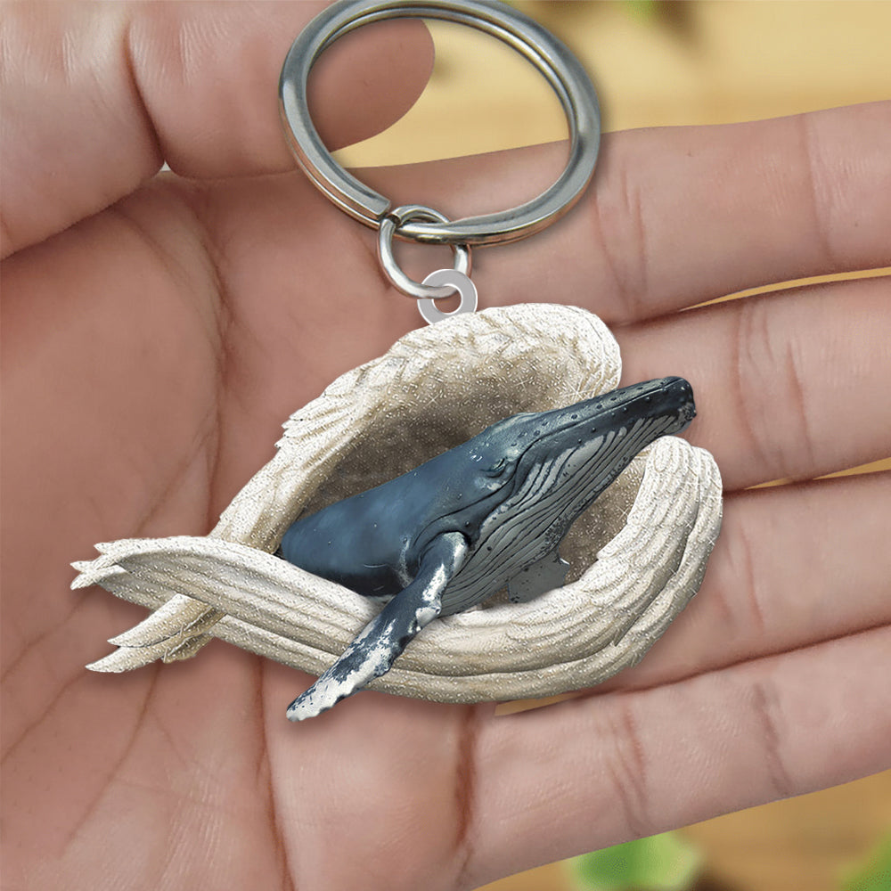 Whale Sleeping Angel Acrylic Keychain