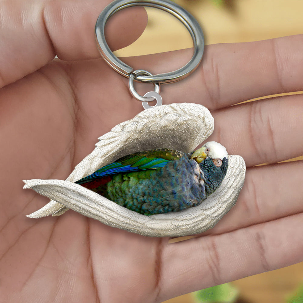 White Capped Pionus Sleeping Angel Acrylic Keychain