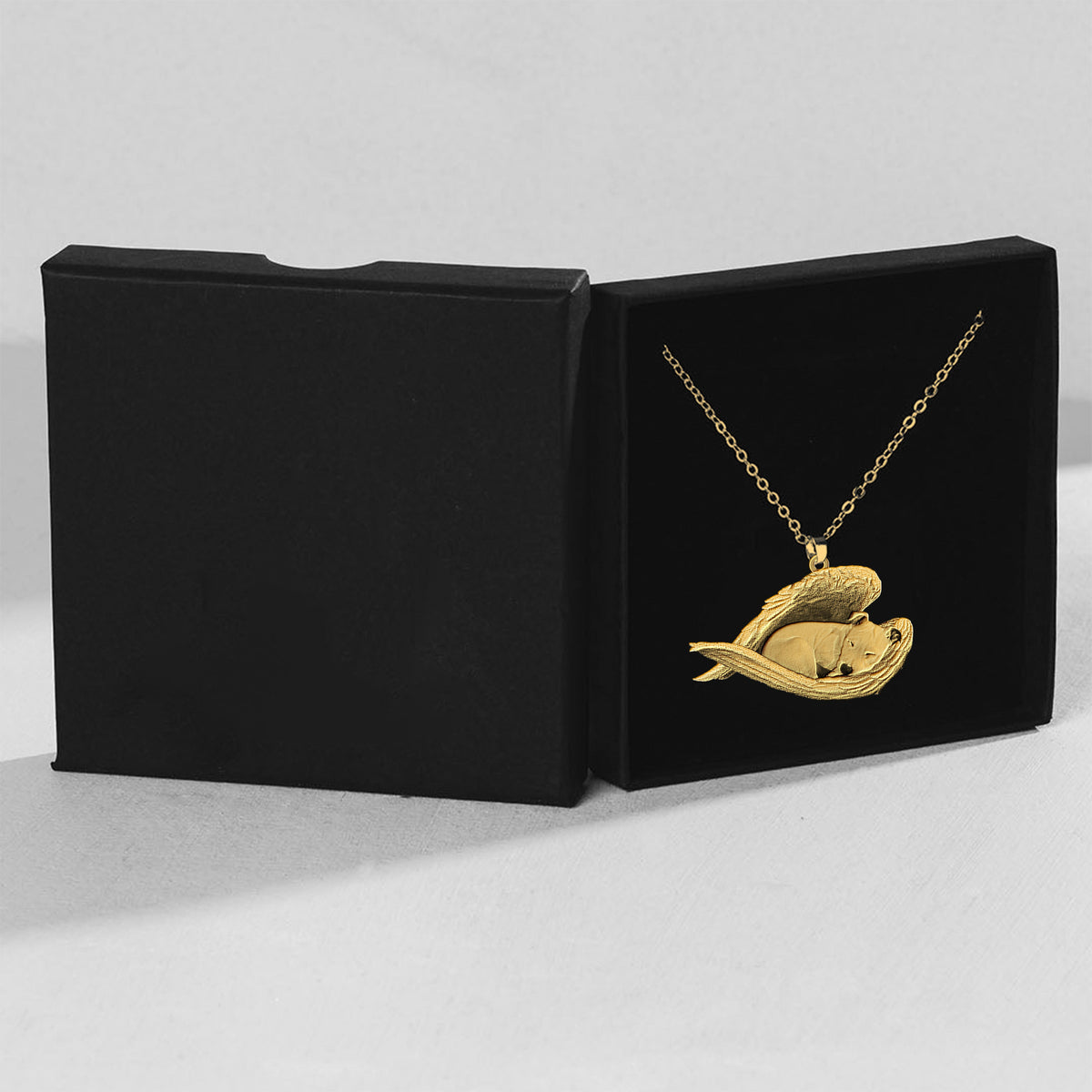 White Staffie Sleeping Angel Necklace