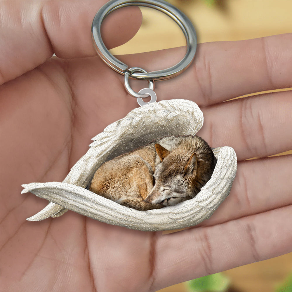 Wolf Sleeping Angel Acrylic Keychain