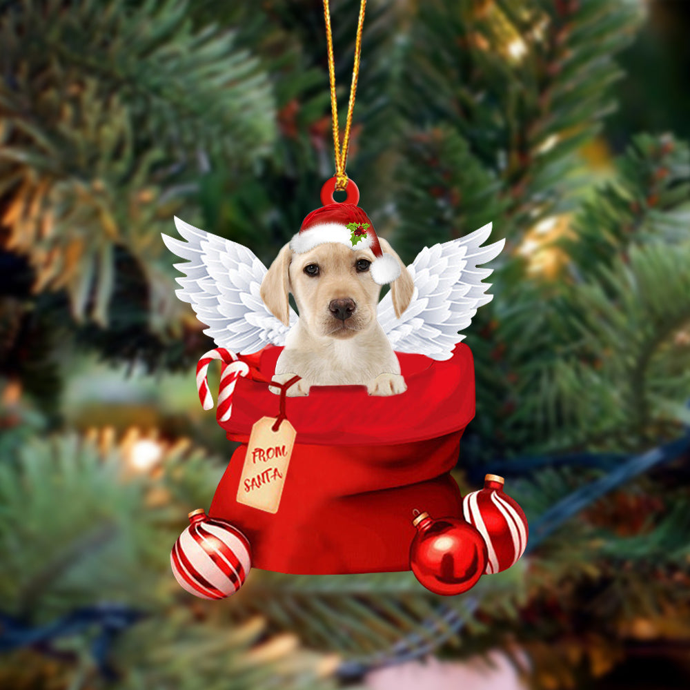 Yellow Labrador Angel Gift From Santa Christmas Ornament