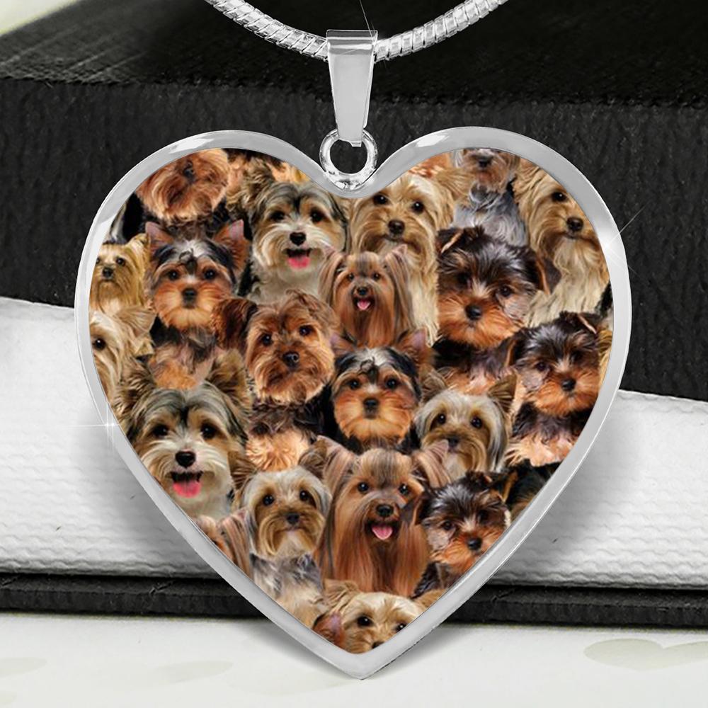 A Bunch Of Yorkshire Terriers Heart Necklace