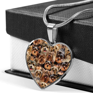 A Bunch Of Yorkshire Terriers Heart Necklace